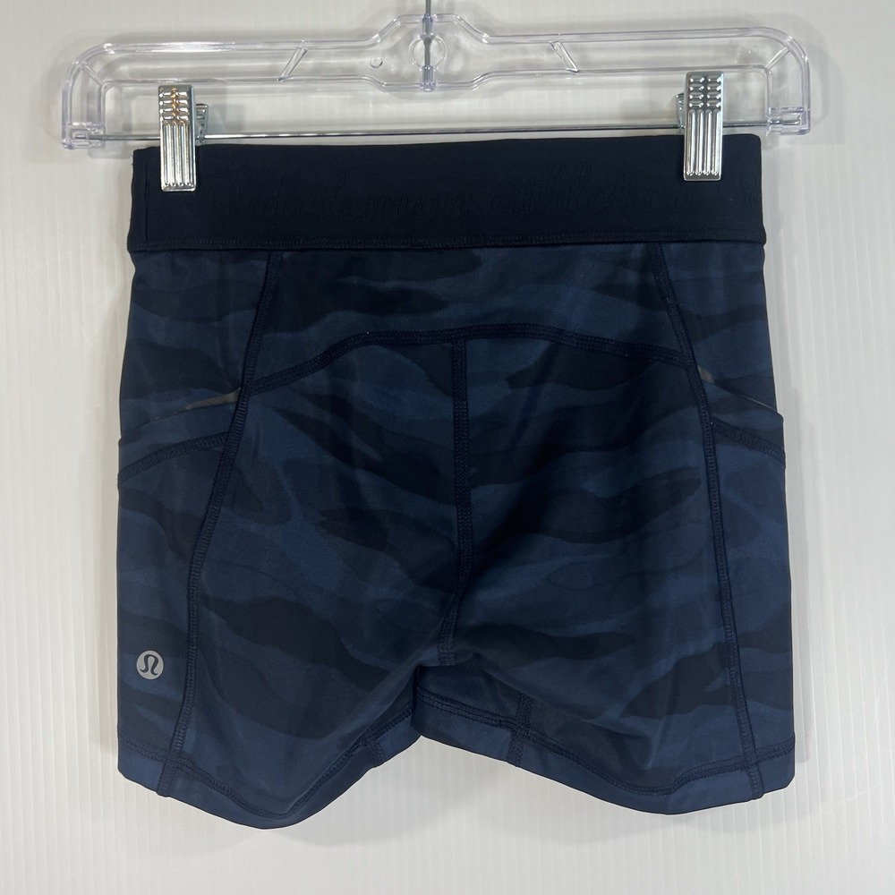 Lululemon What The Sport Short Size 2 Mini Coast Camo Deep Navy Black